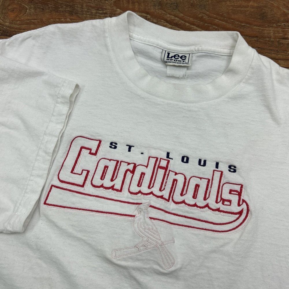 Lee Sports St Louis Cardinals Shirt Vintage White S/S Men Embroidered **‎